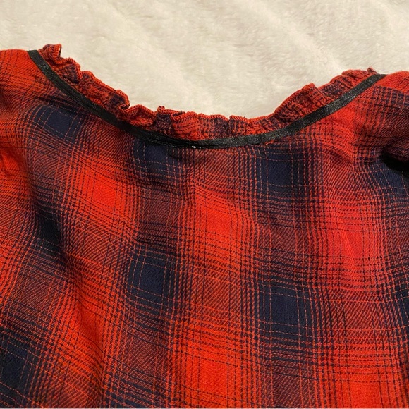 Plaid Ruffle Long Sleeve Dress - Picture 3 of 14